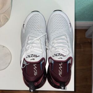 Nike Air Max 270 White and Burgundy Shoes